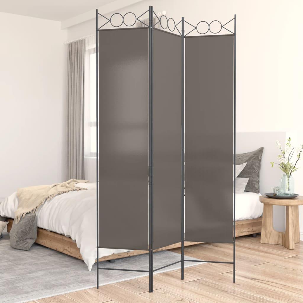 3-Panel Room Divider Anthracite 47.2"x78.7" Fabric at Set Shop and Smile
