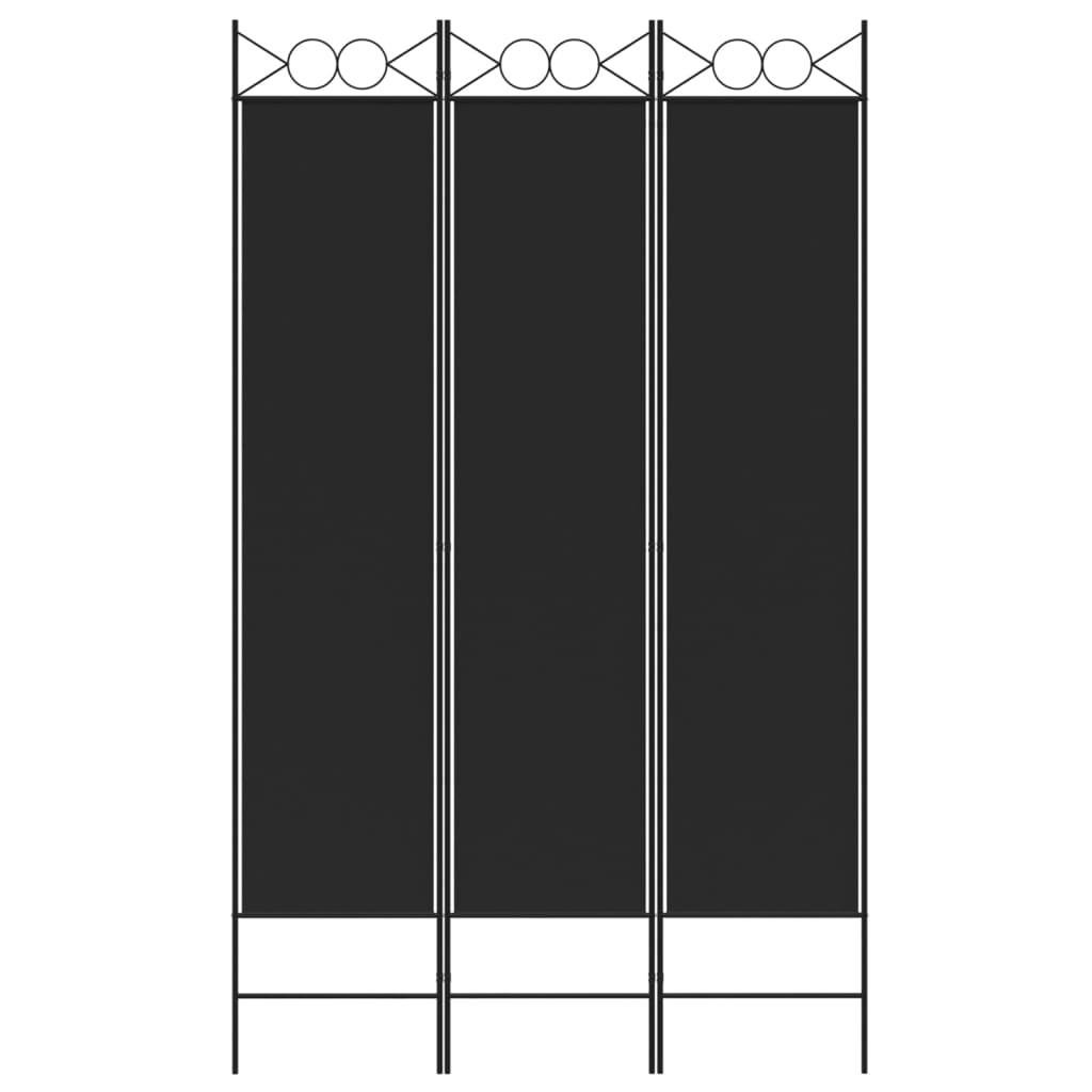 3-Panel Room Divider Black 47.2"x78.7" Fabric at Set Shop and Smile
