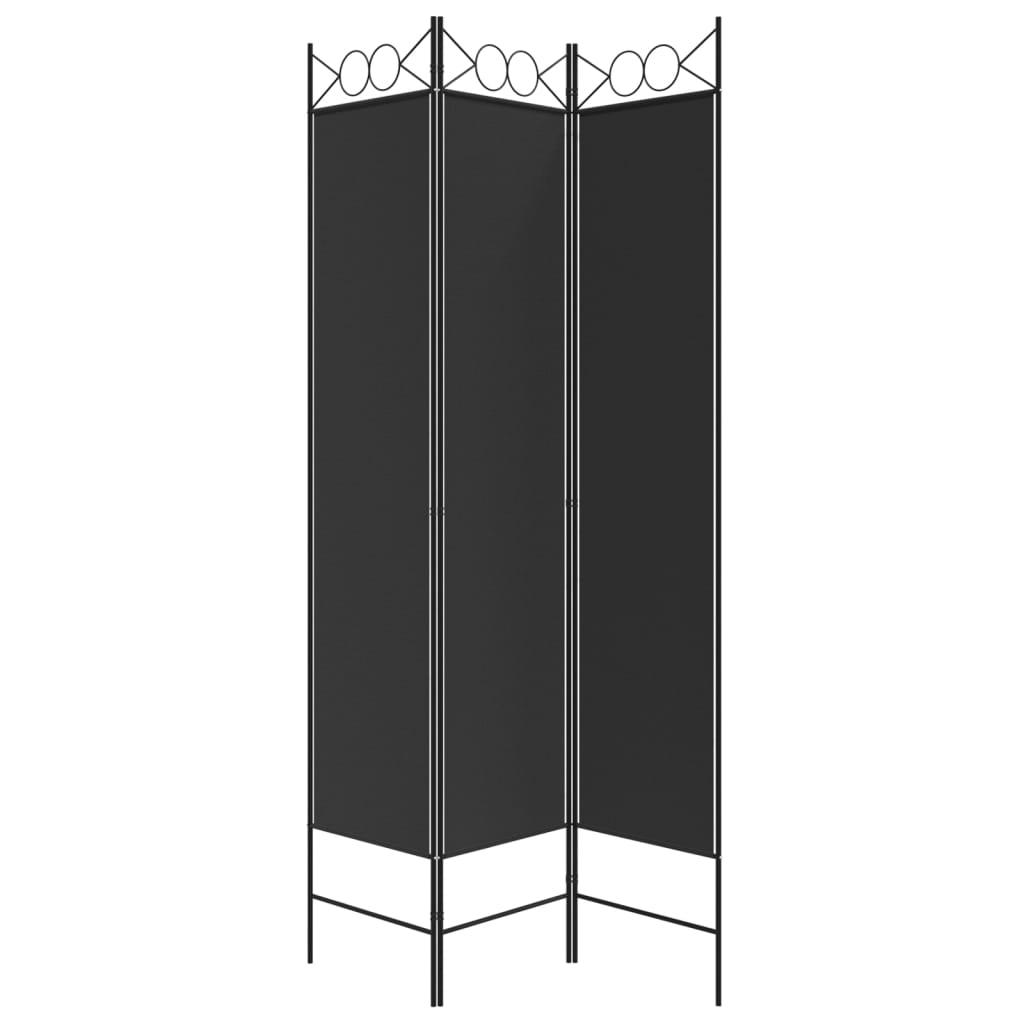 3-Panel Room Divider Black 47.2"x78.7" Fabric at Set Shop and Smile