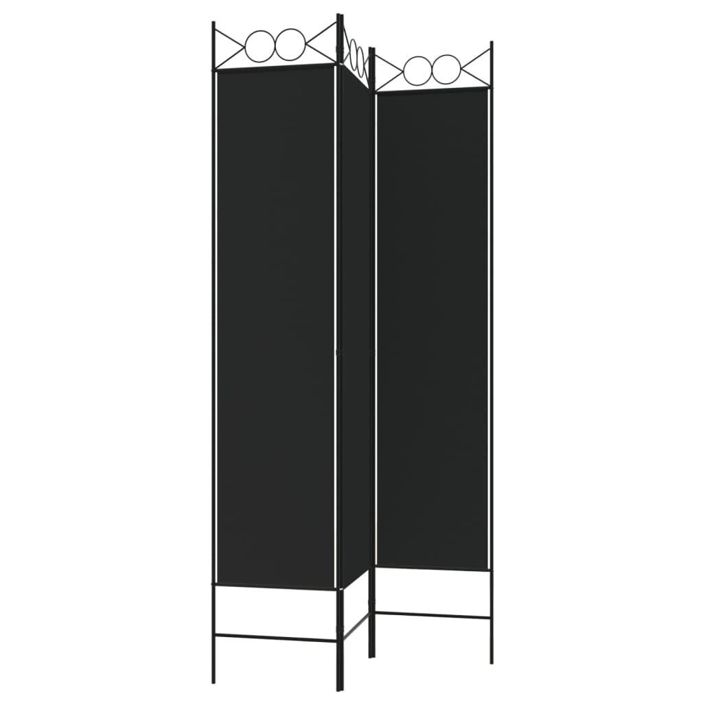 3-Panel Room Divider Black 47.2"x78.7" Fabric at Set Shop and Smile