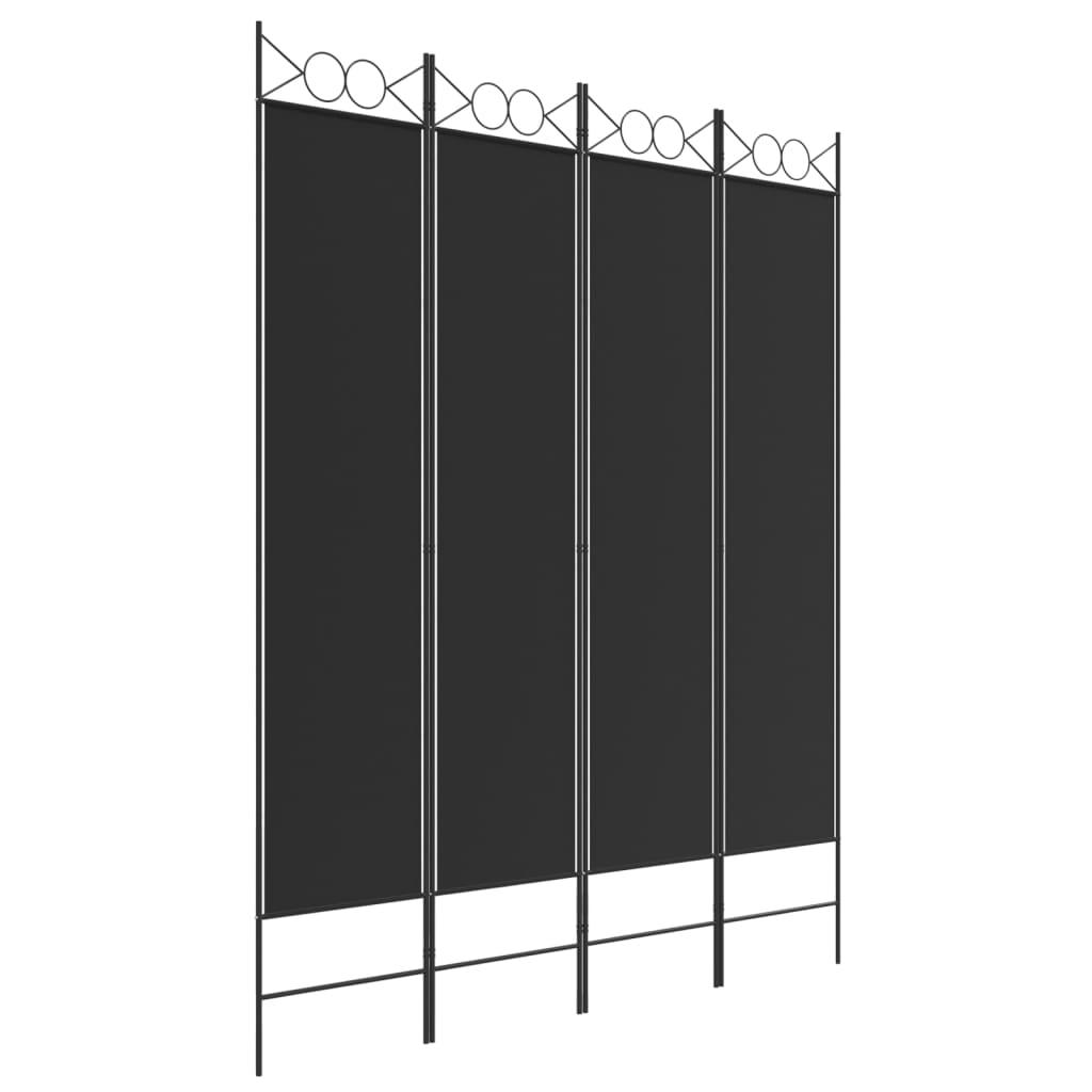 4-Panel Room Divider Black 63"x78.7" Fabric at Set Shop and Smile