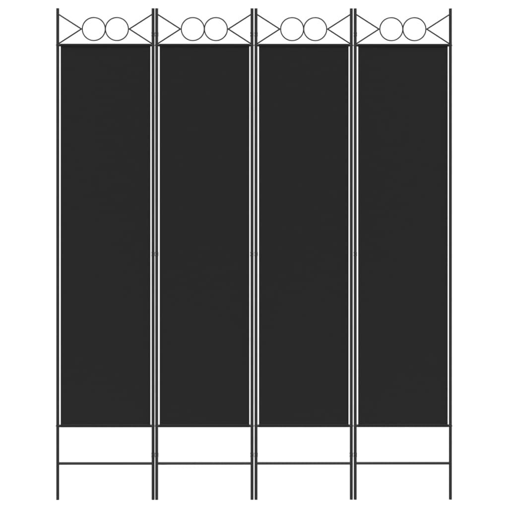 4-Panel Room Divider Black 63"x78.7" Fabric at Set Shop and Smile