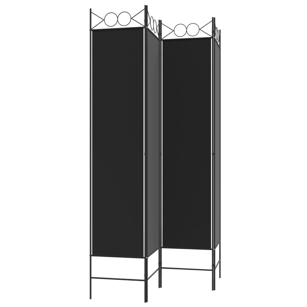 4-Panel Room Divider Black 63"x78.7" Fabric at Set Shop and Smile