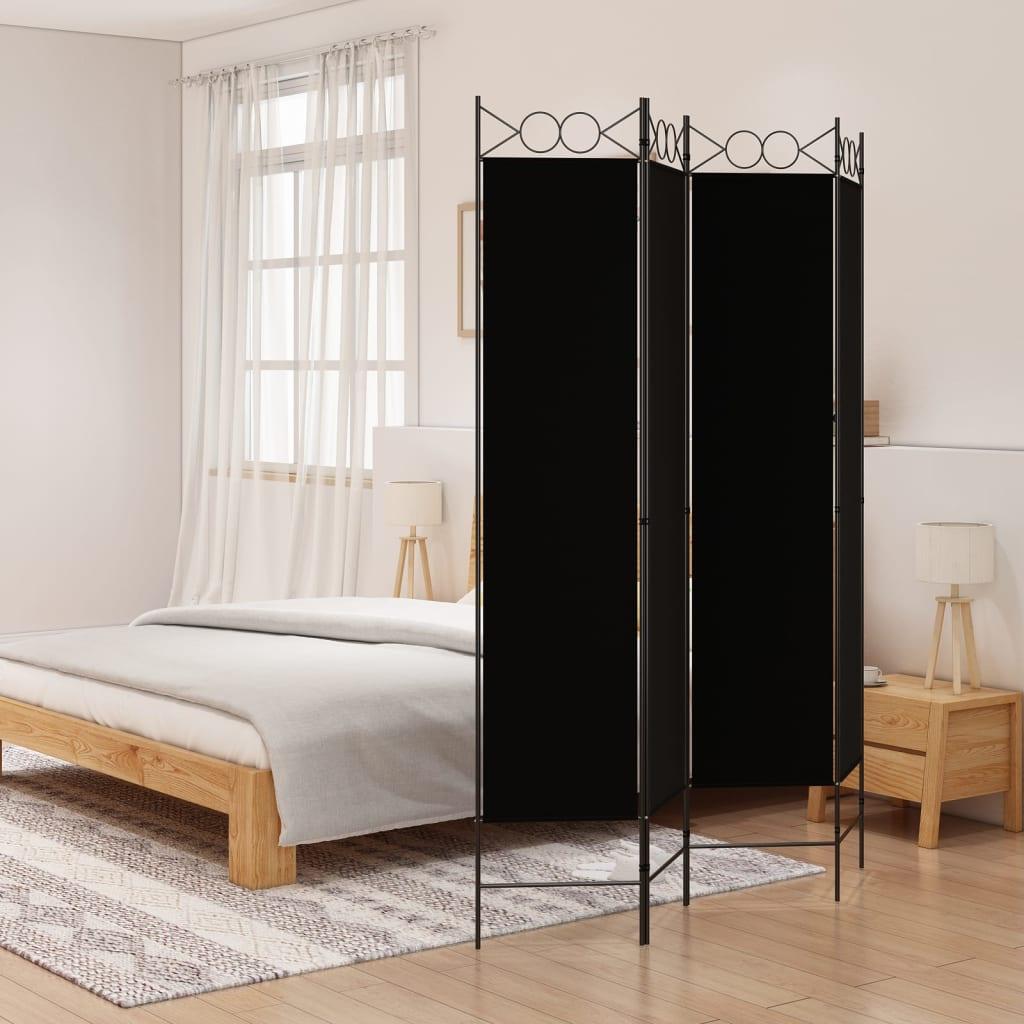 4-Panel Room Divider Black 63"x78.7" Fabric at Set Shop and Smile