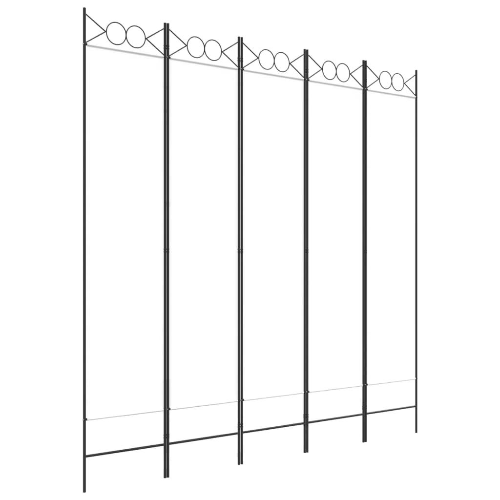 5-Panel Room Divider White 78.7"x78.7" Fabric at Set Shop and Smile