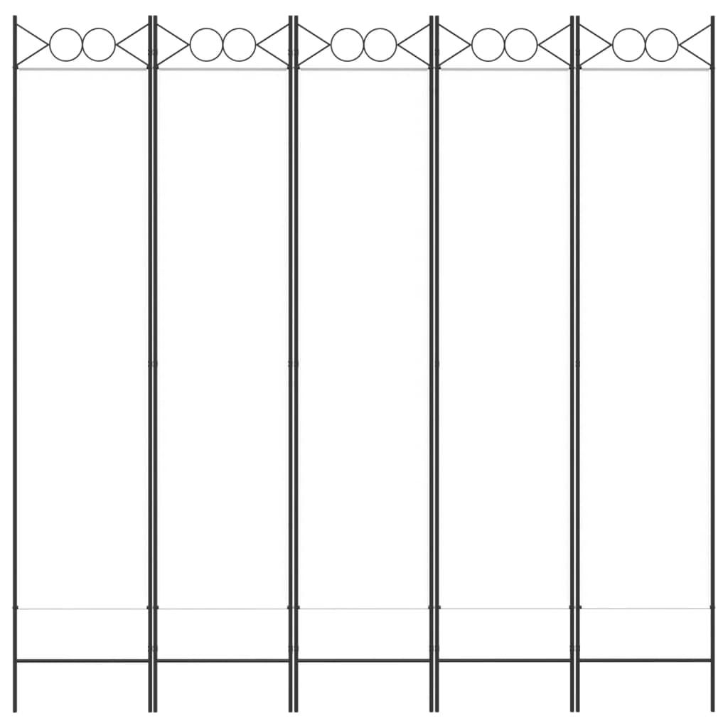 5-Panel Room Divider White 78.7"x78.7" Fabric at Set Shop and Smile