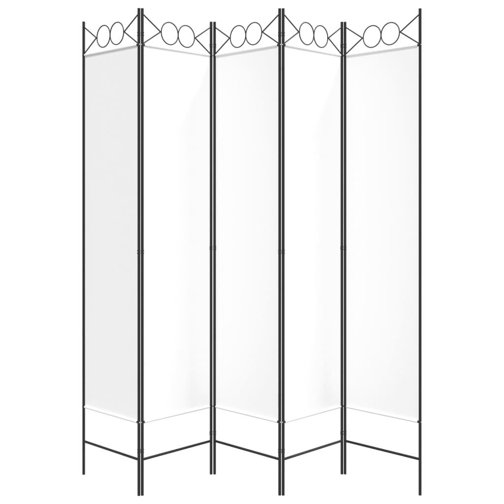 5-Panel Room Divider White 78.7"x78.7" Fabric at Set Shop and Smile