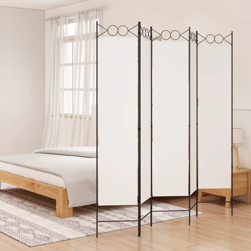 5-Panel Room Divider White 78.7"x78.7" Fabric at Set Shop and Smile