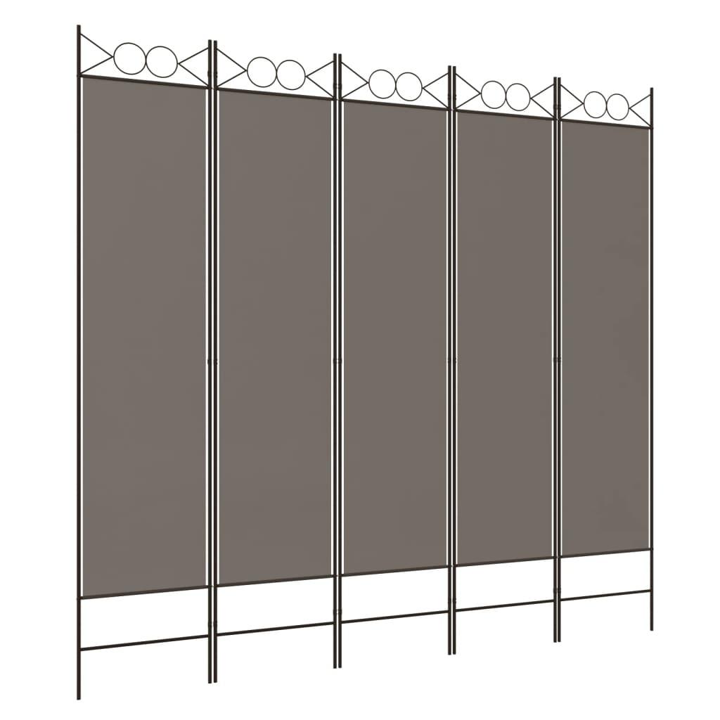 5-Panel Room Divider Anthracite 78.7"x78.7" Fabric at Set Shop and Smile