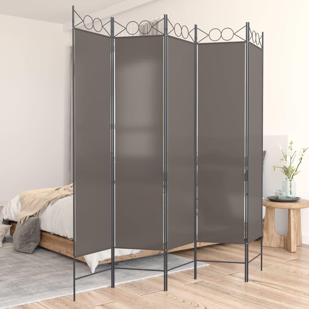 5-Panel Room Divider Anthracite 78.7"x78.7" Fabric at Set Shop and Smile