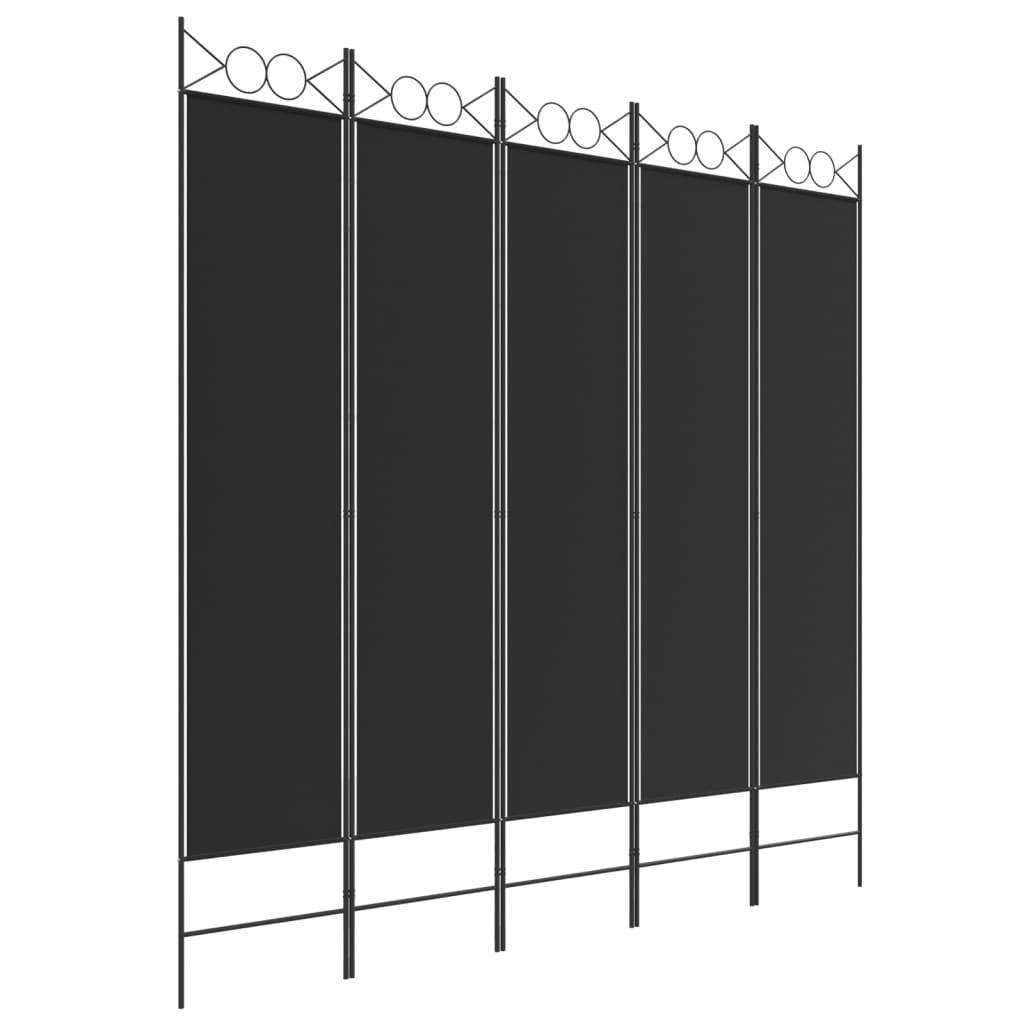 5-Panel Room Divider Black 78.7"x78.7" Fabric at Set Shop and Smile