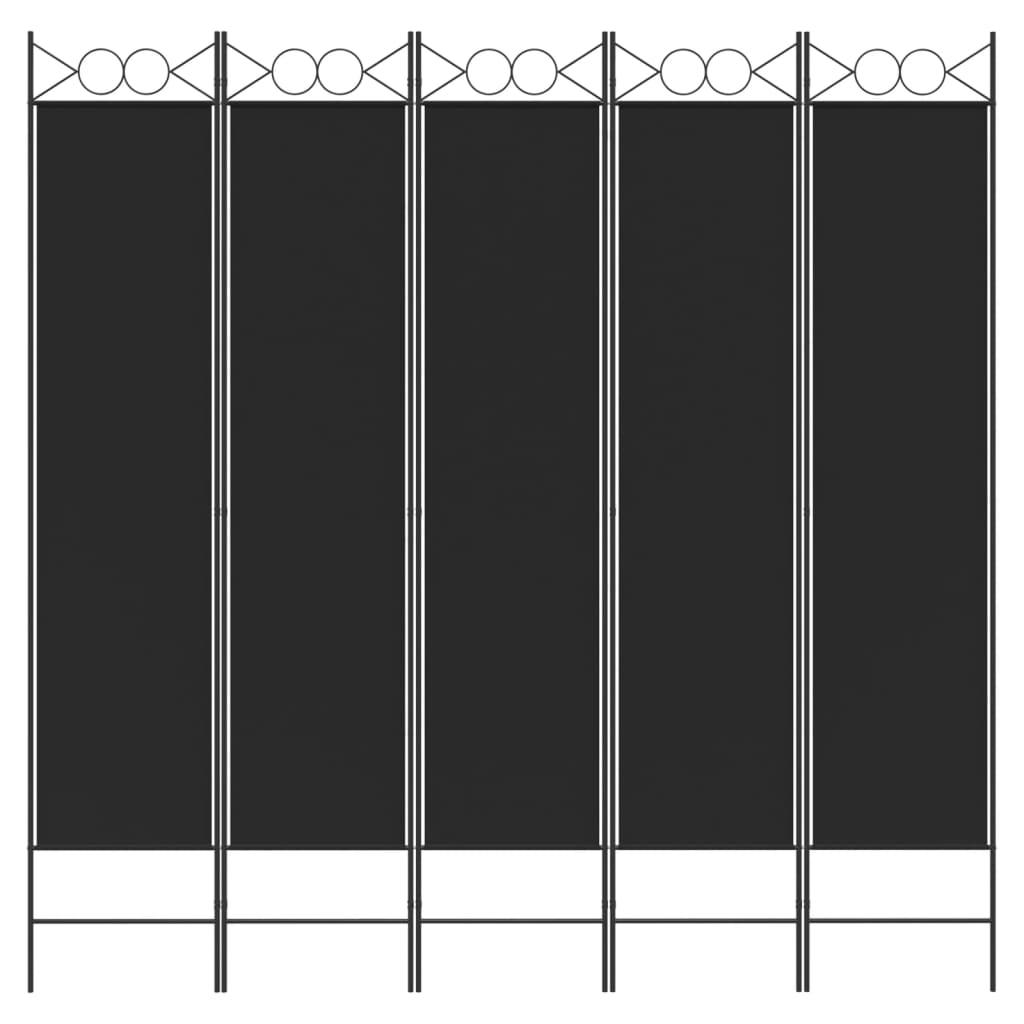 5-Panel Room Divider Black 78.7"x78.7" Fabric at Set Shop and Smile
