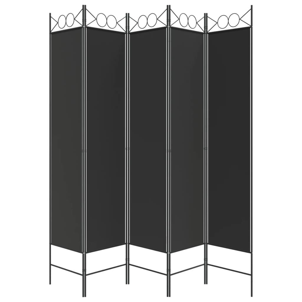 5-Panel Room Divider Black 78.7"x78.7" Fabric at Set Shop and Smile