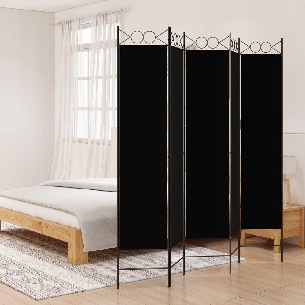 5-Panel Room Divider Black 78.7"x78.7" Fabric at Set Shop and Smile