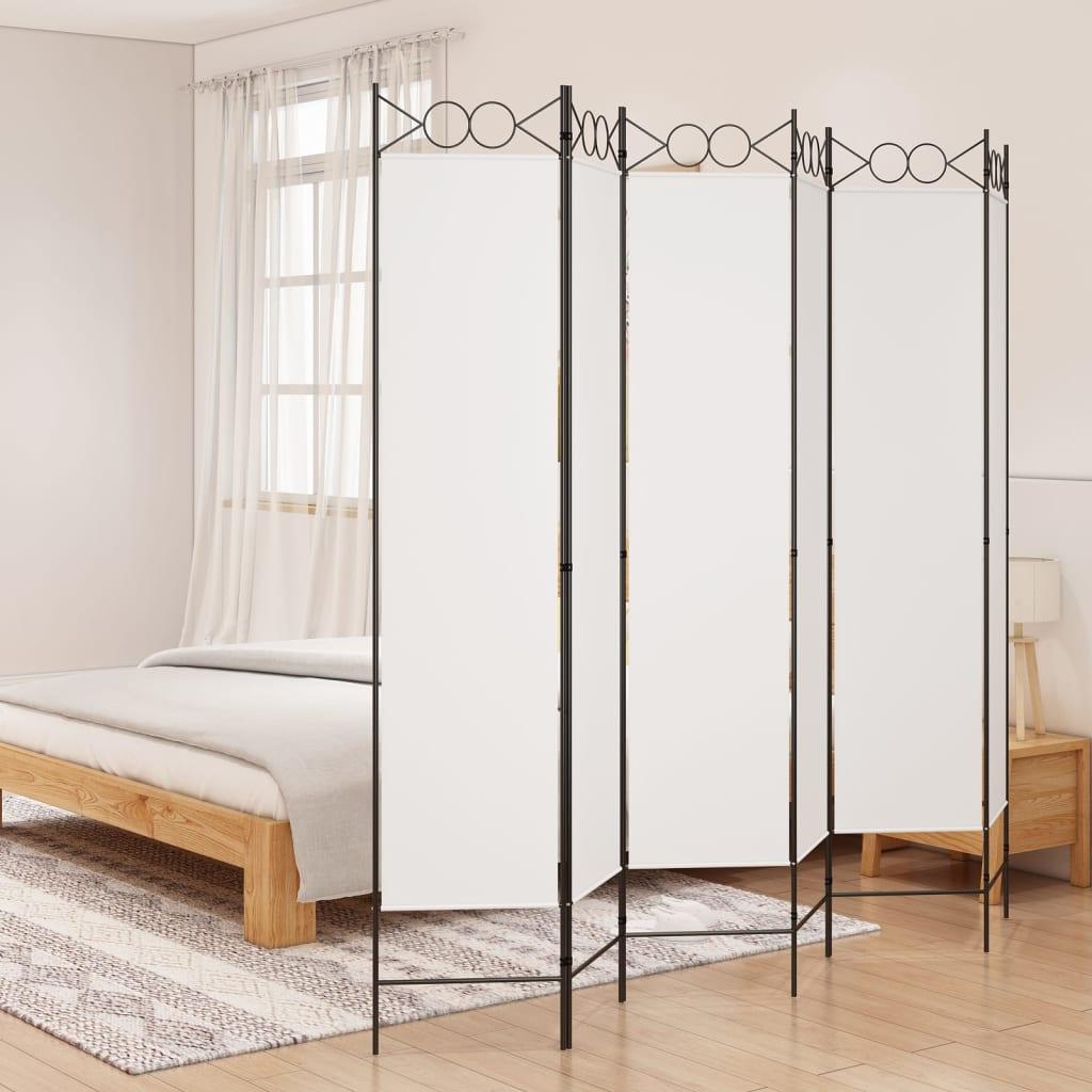 6-Panel Room Divider White 94.5"x78.7" Fabric at Set Shop and Smile