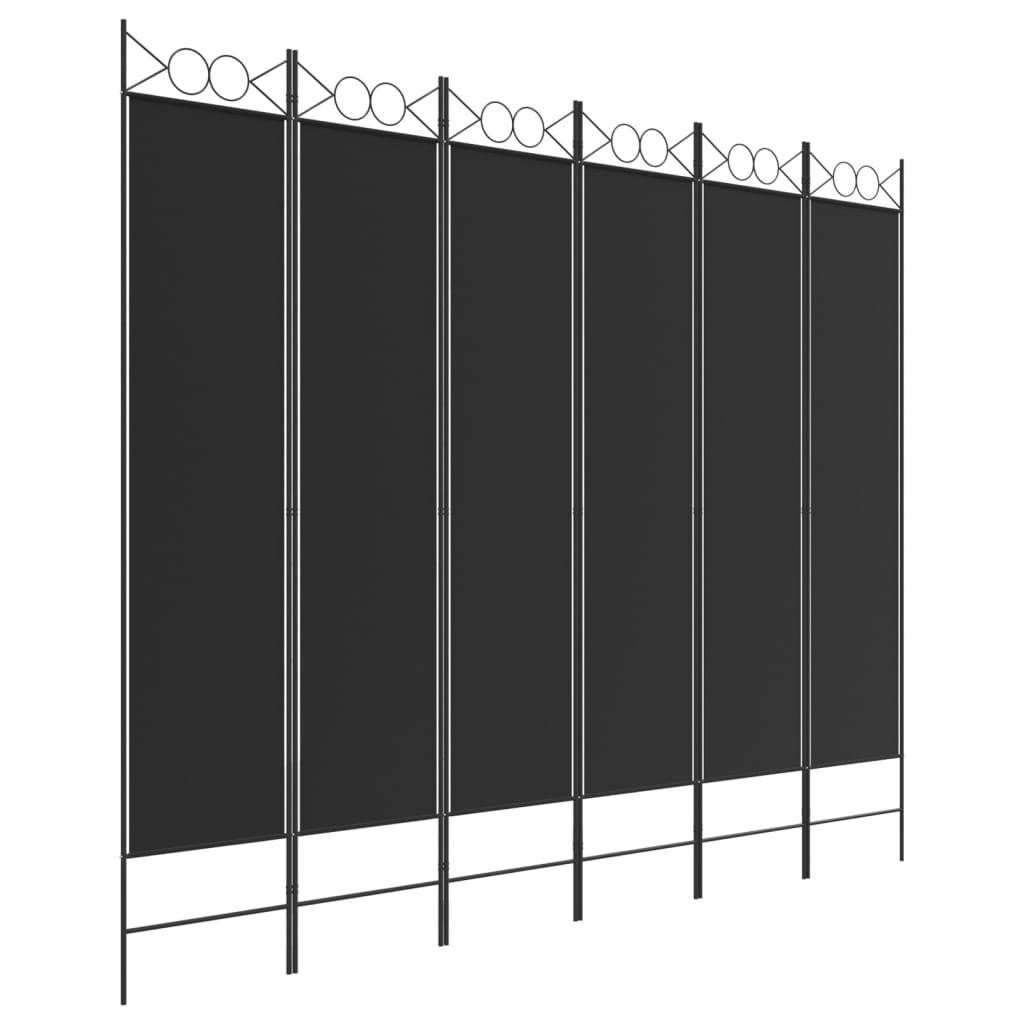 6-Panel Room Divider Black 94.5"x78.7" Fabric at Set Shop and Smile