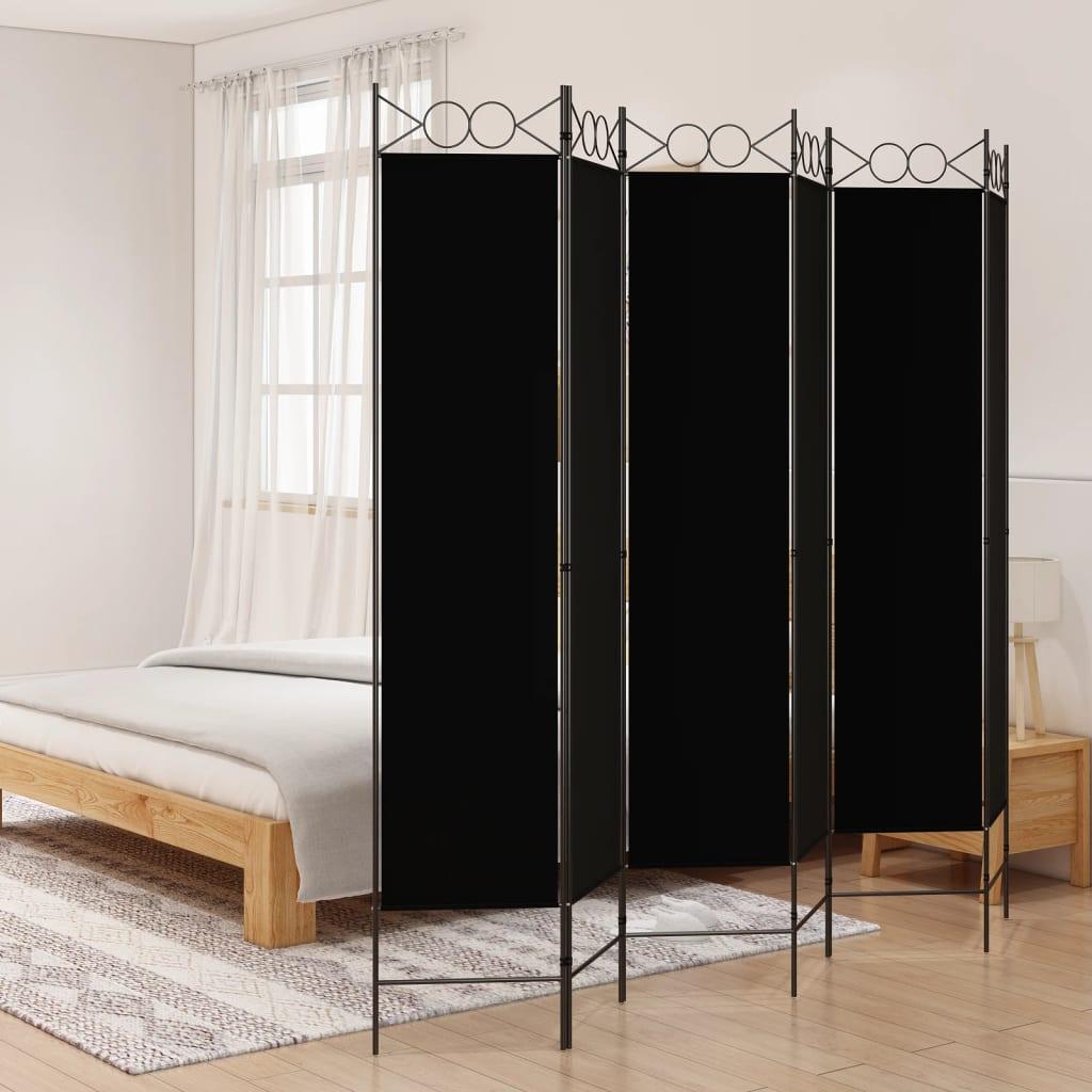 6-Panel Room Divider Black 94.5"x78.7" Fabric at Set Shop and Smile
