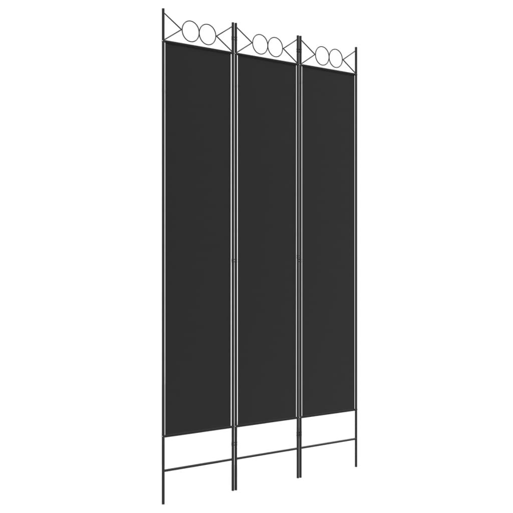 3-Panel Room Divider Black 47.2"x86.6" Fabric at Set Shop and Smile