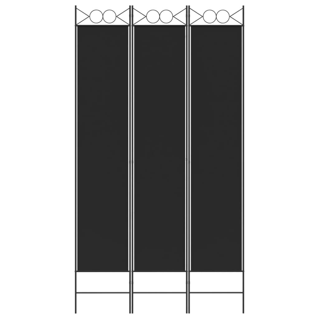 3-Panel Room Divider Black 47.2"x86.6" Fabric at Set Shop and Smile