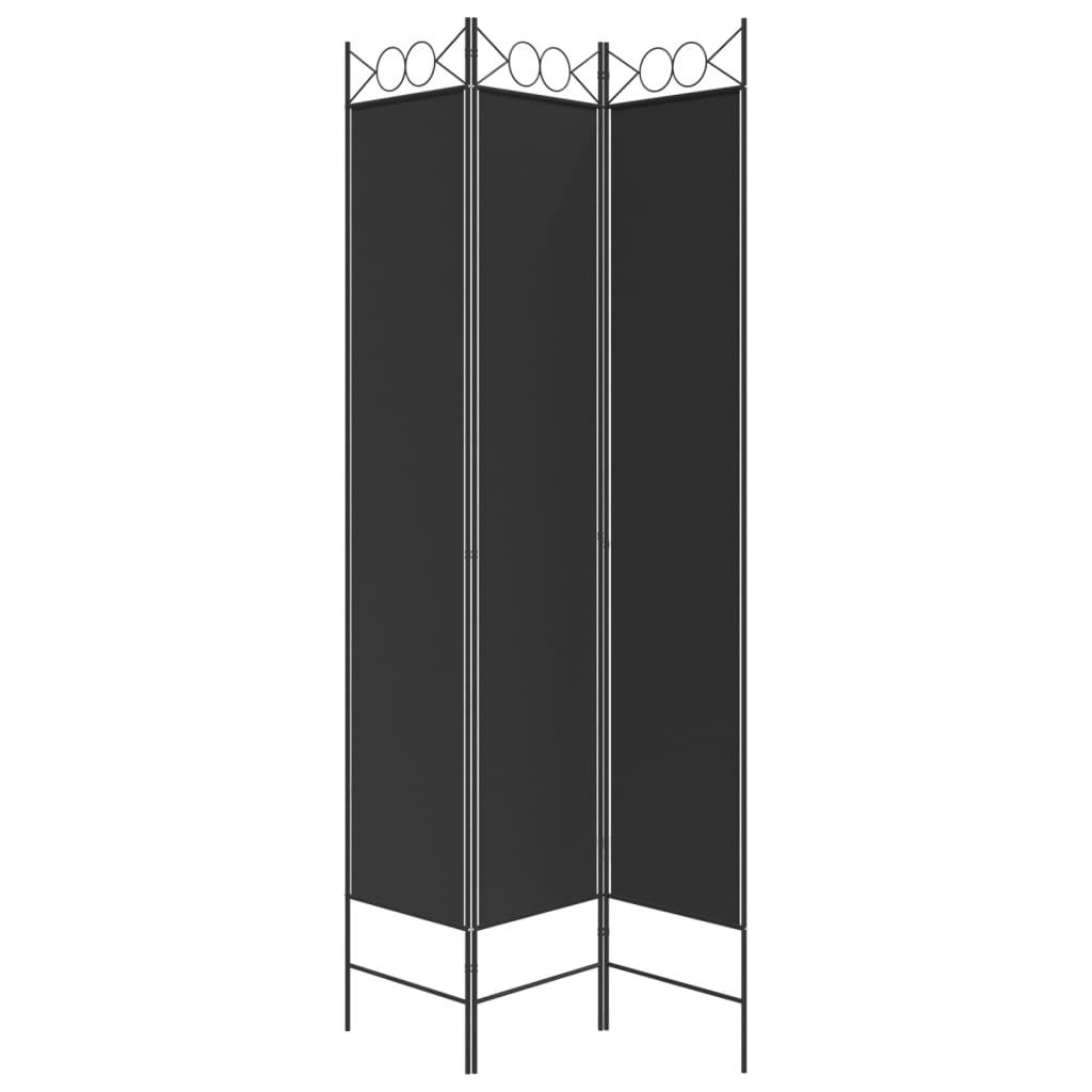 3-Panel Room Divider Black 47.2"x86.6" Fabric at Set Shop and Smile