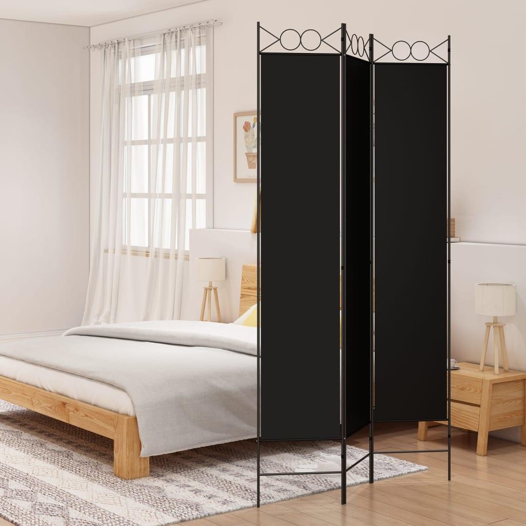 3-Panel Room Divider Black 47.2"x86.6" Fabric at Set Shop and Smile