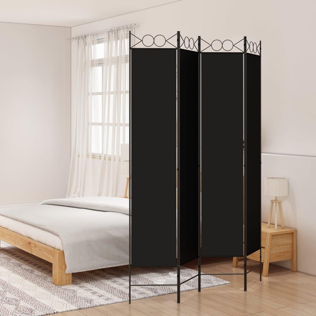 4-Panel Room Divider Black 63"x86.6" Fabric at Set Shop and Smile