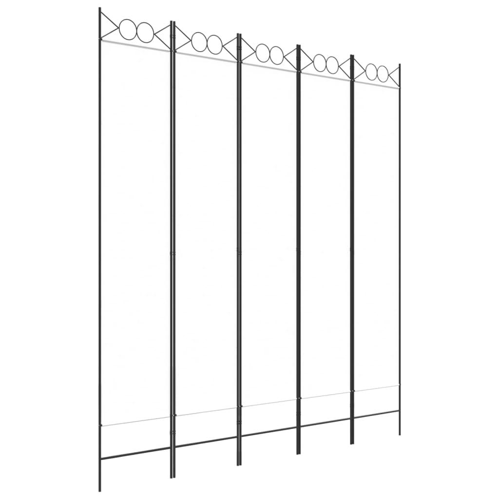 5-Panel Room Divider White 78.7"x86.6" Fabric at Set Shop and Smile