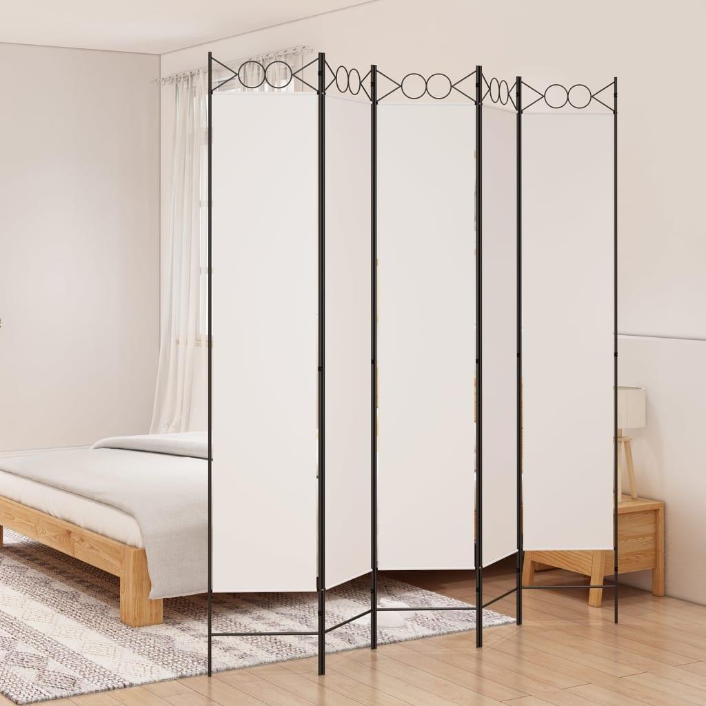 5-Panel Room Divider White 78.7"x86.6" Fabric at Set Shop and Smile