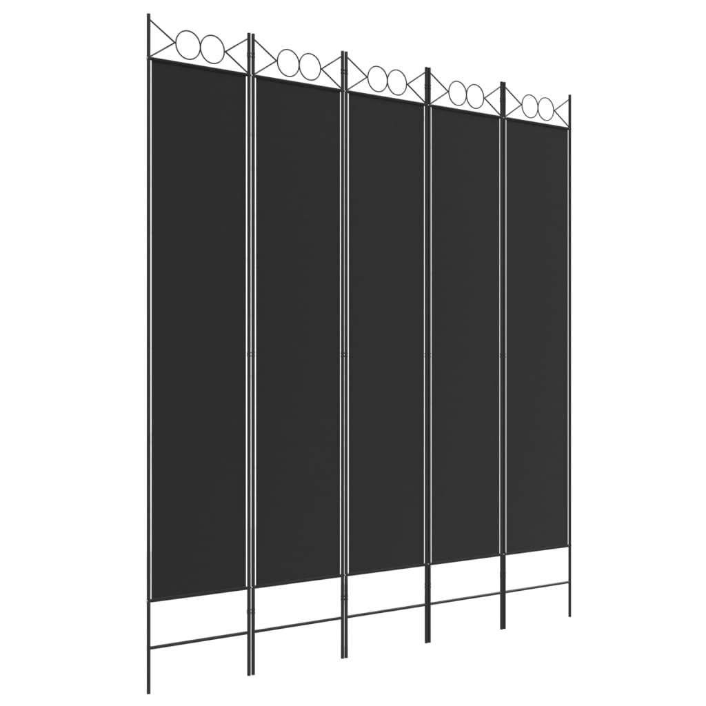 5-Panel Room Divider Black 78.7"x86.6" Fabric at Set Shop and Smile