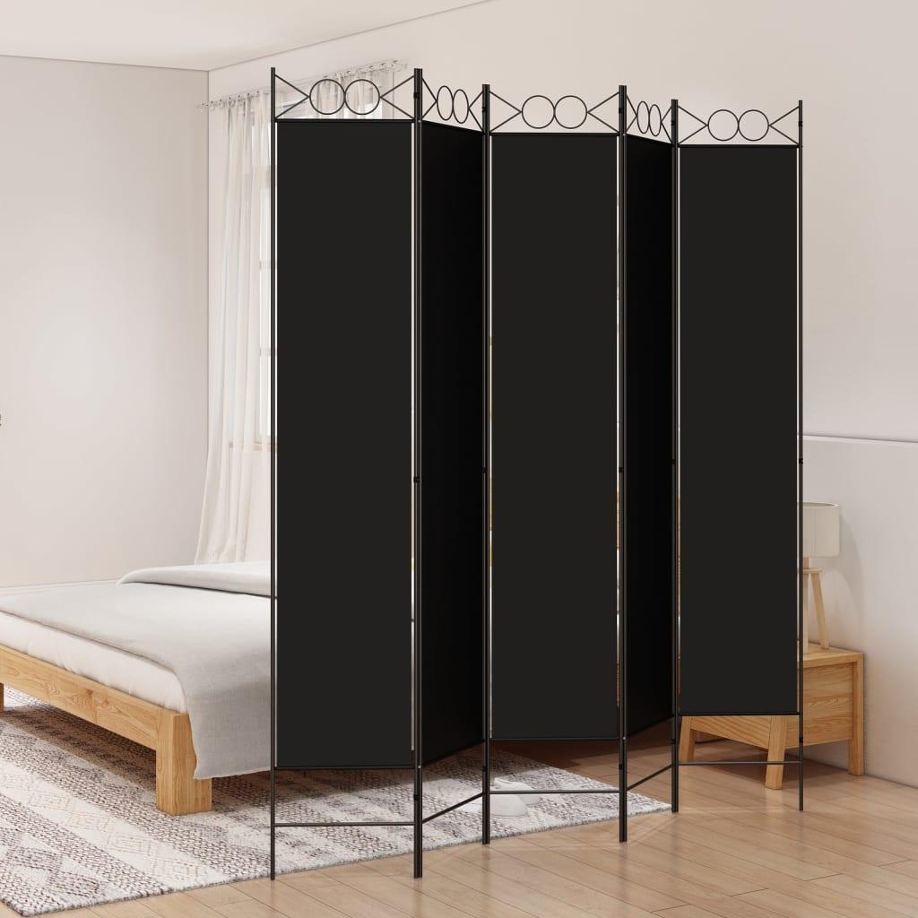 5-Panel Room Divider Black 78.7"x86.6" Fabric at Set Shop and Smile