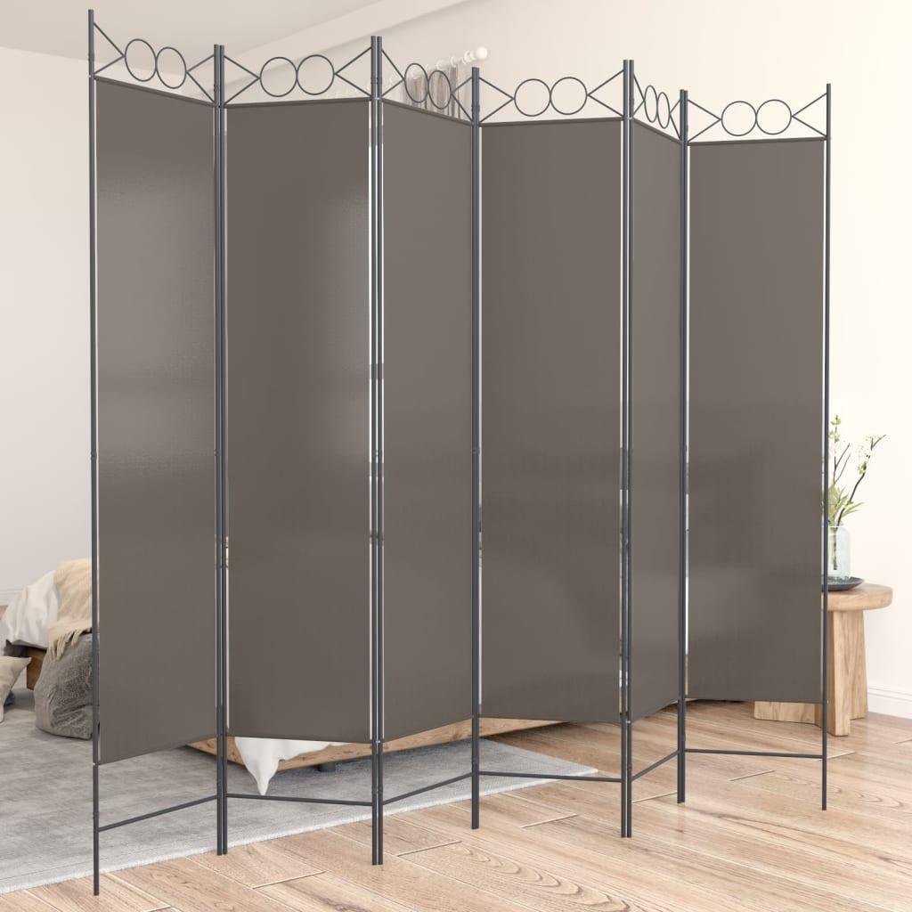 6-Panel Room Divider Anthracite 94.5"x86.6" Fabric at Set Shop and Smile