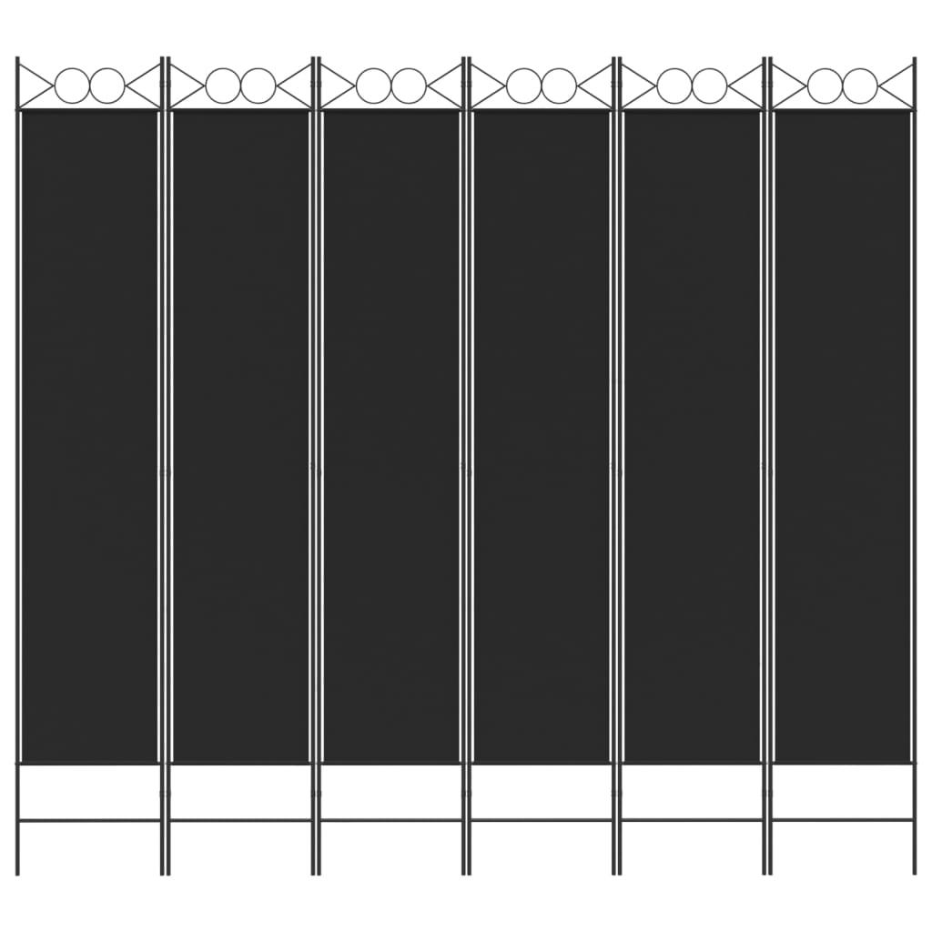 6-Panel Room Divider Black 94.5"x86.6" Fabric at Set Shop and Smile