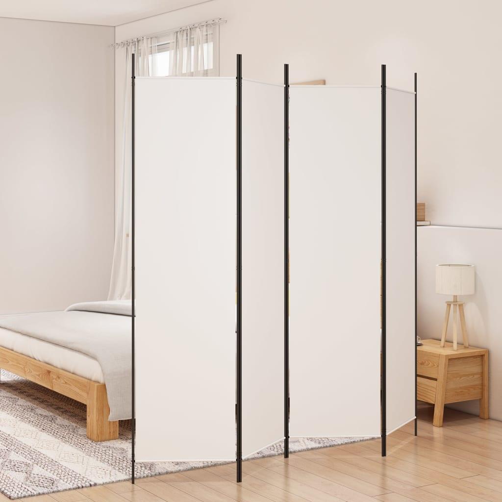 4-Panel Room Divider White 78.7"x78.7" Fabric at Set Shop and Smile