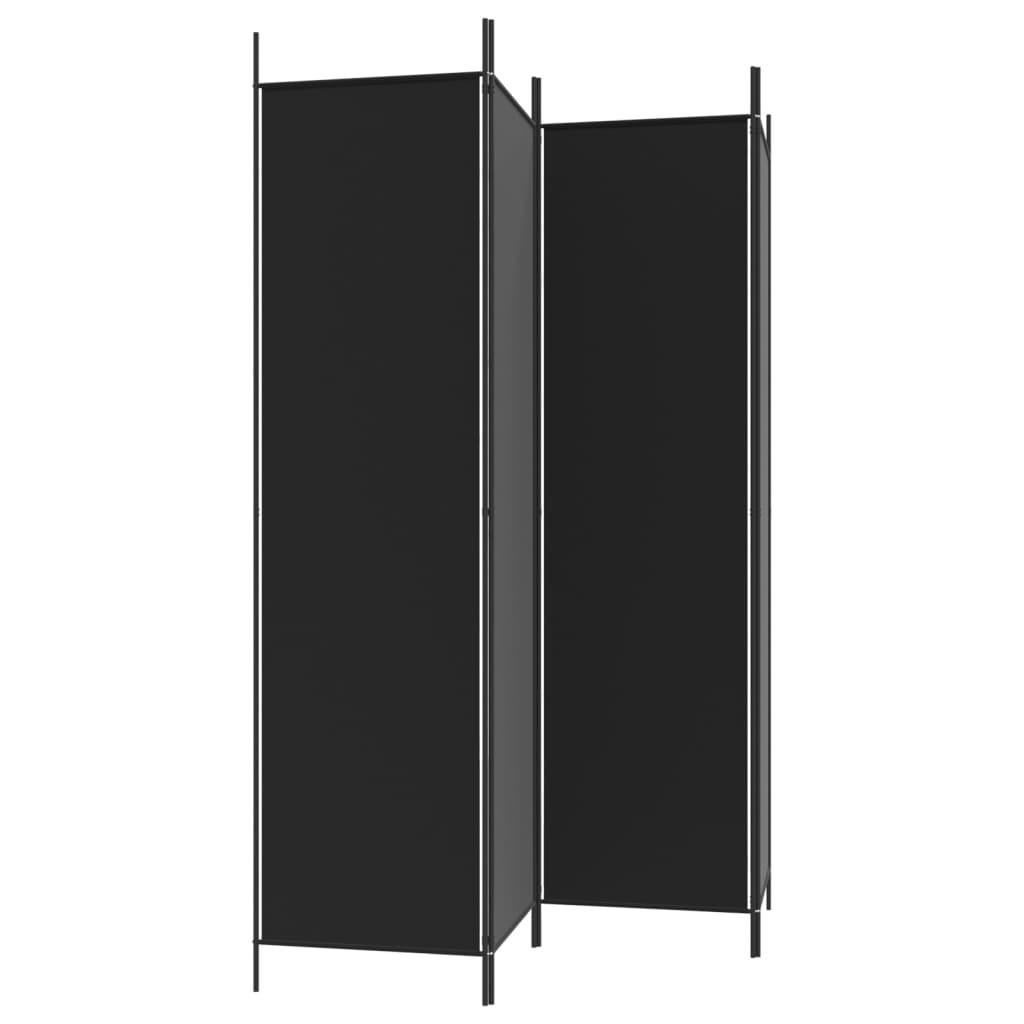 4-Panel Room Divider Black 78.7"x78.7" Fabric at Set Shop and Smile