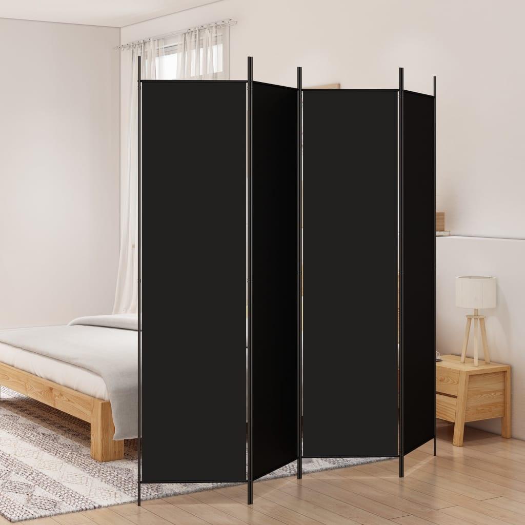 4-Panel Room Divider Black 78.7"x78.7" Fabric at Set Shop and Smile