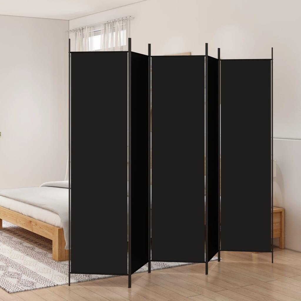 5-Panel Room Divider Black 98.4"x78.7" Fabric at Set Shop and Smile