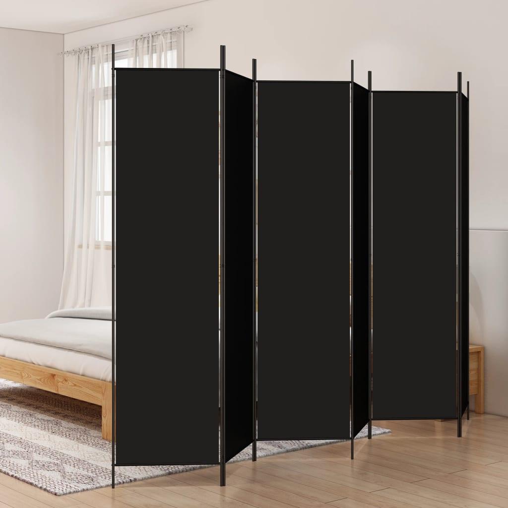 6-Panel Room Divider Black 118.1"x78.7" Fabric at Set Shop and Smile