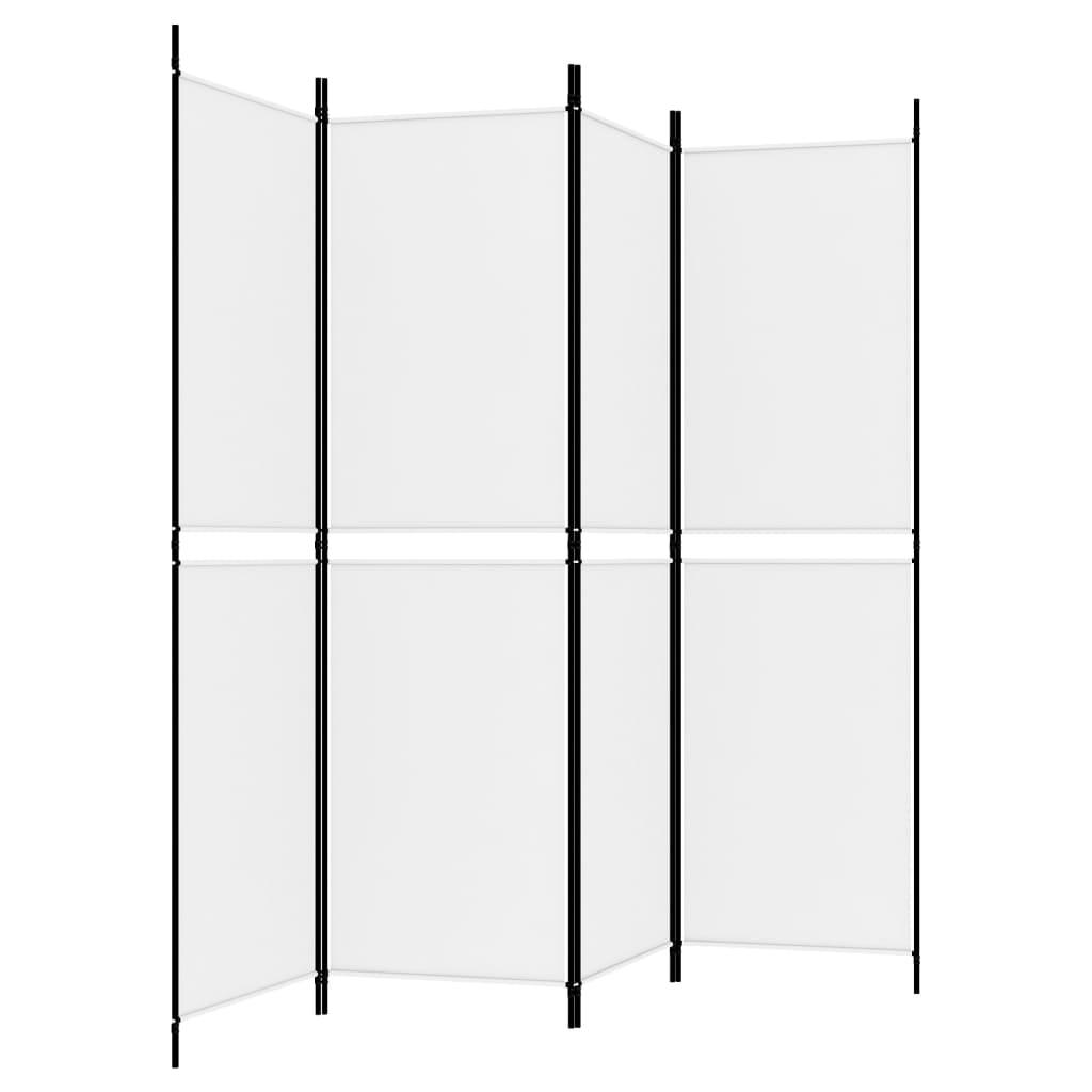 4-Panel Room Divider White 78.7"x70.9" Fabric at Set Shop and Smile