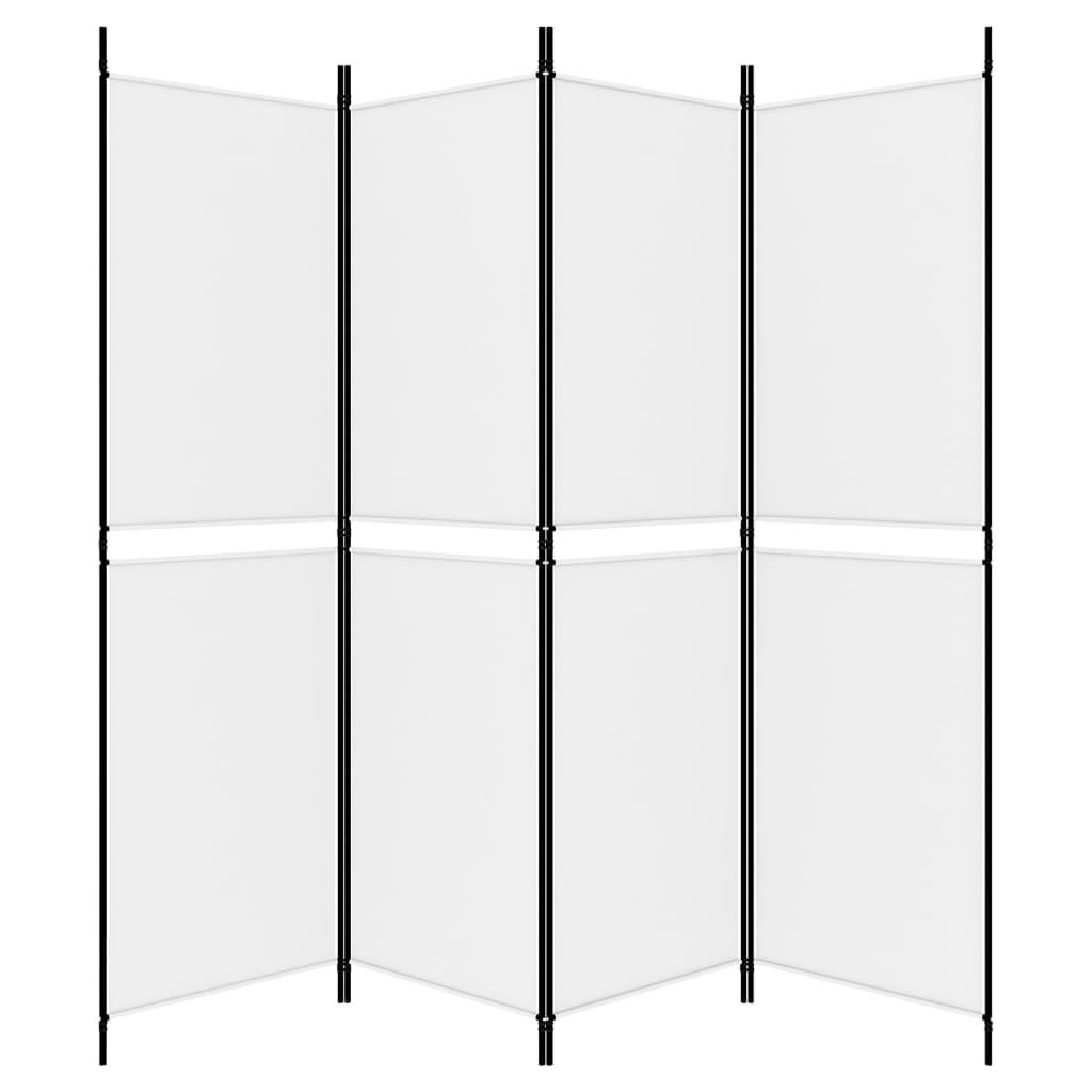 4-Panel Room Divider White 78.7"x70.9" Fabric at Set Shop and Smile