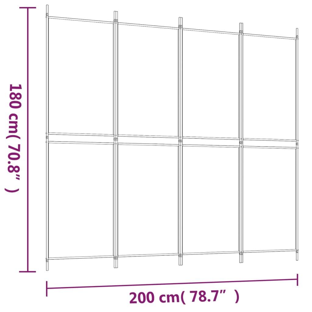 4-Panel Room Divider White 78.7"x70.9" Fabric at Set Shop and Smile