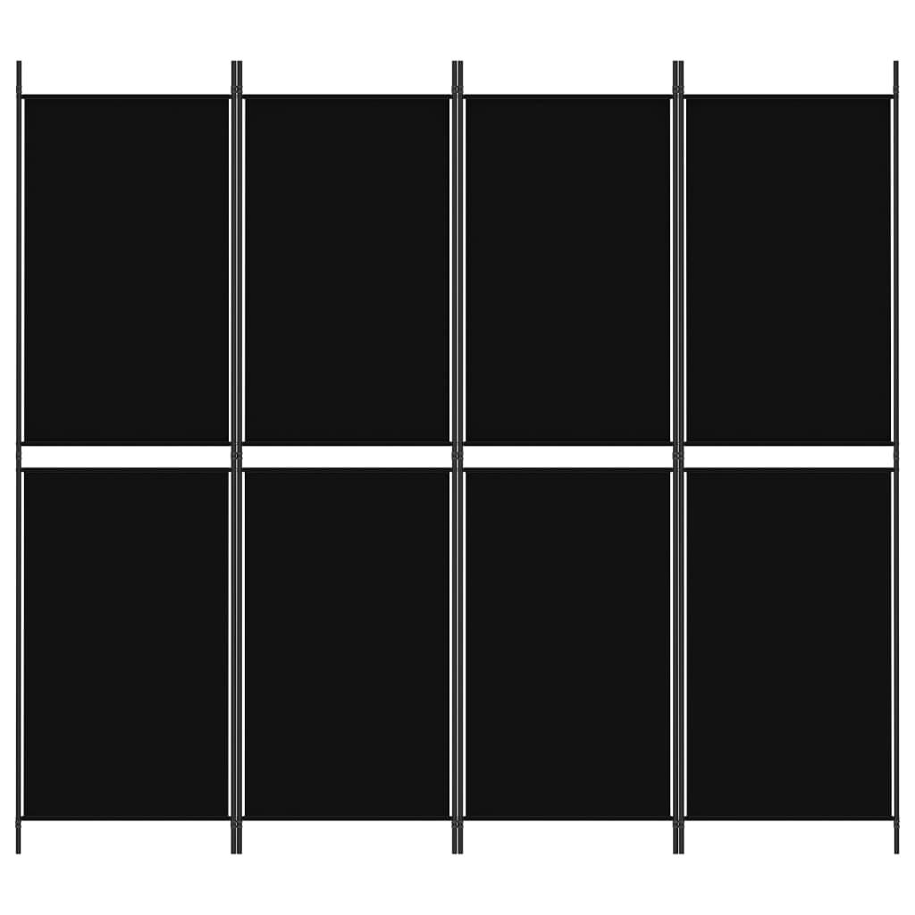 4-Panel Room Divider Black 78.7"x70.9" Fabric at Set Shop and Smile