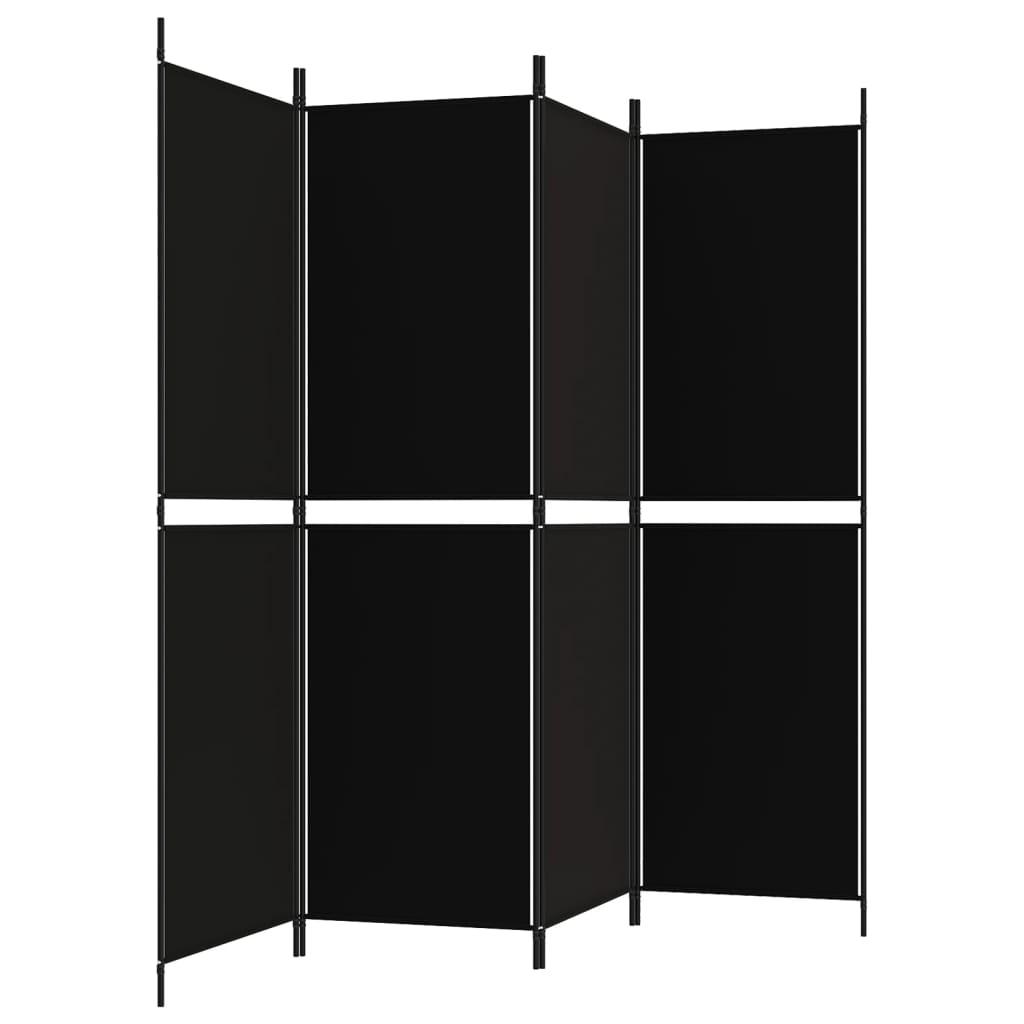 4-Panel Room Divider Black 78.7"x70.9" Fabric at Set Shop and Smile