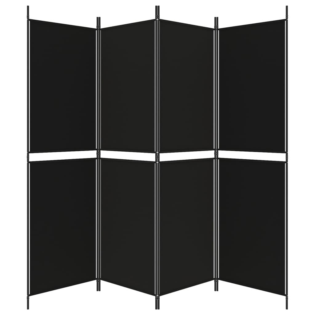 4-Panel Room Divider Black 78.7"x70.9" Fabric at Set Shop and Smile