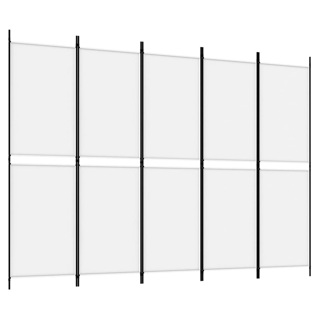 5-Panel Room Divider White 98.4"x70.9" Fabric at Set Shop and Smile