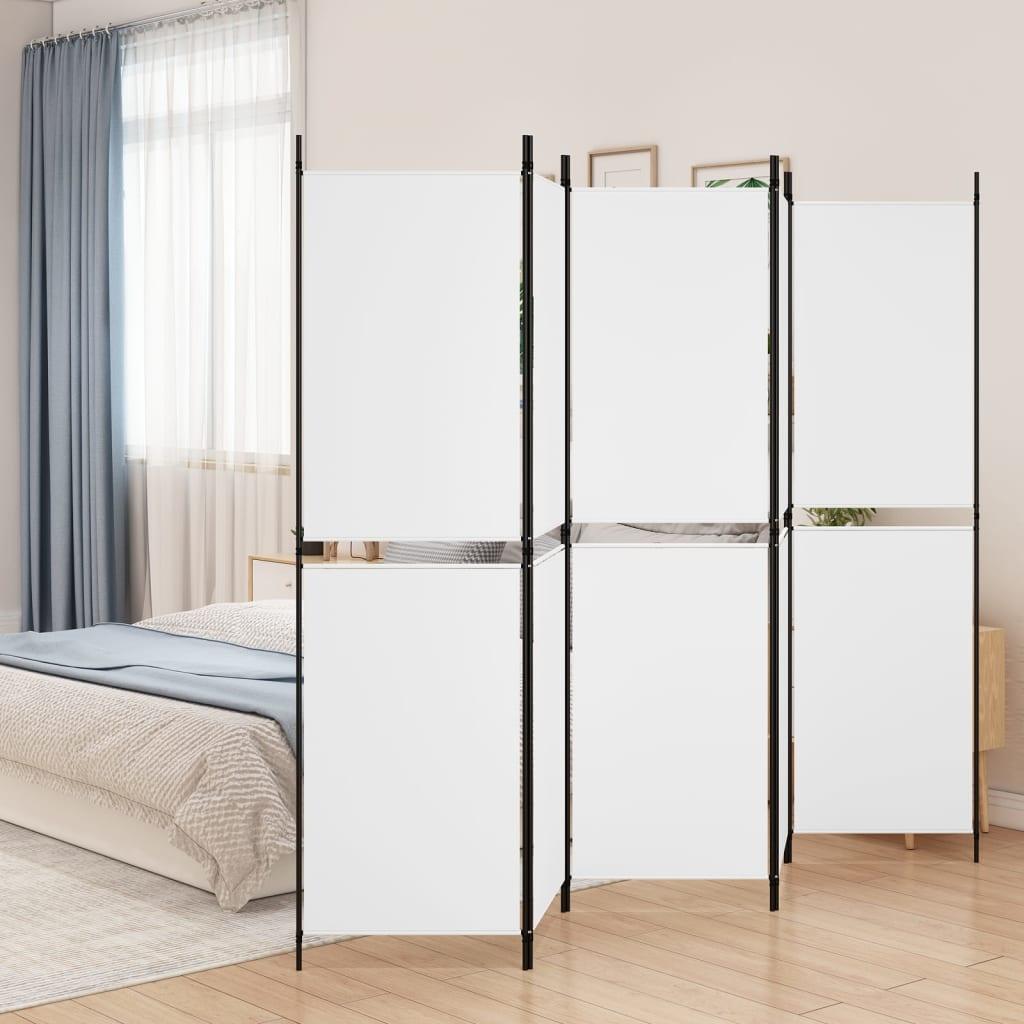 5-Panel Room Divider White 98.4"x70.9" Fabric at Set Shop and Smile