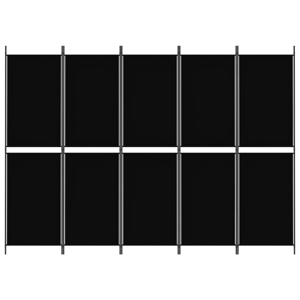 5-Panel Room Divider Black 98.4"x70.9" Fabric at Set Shop and Smile