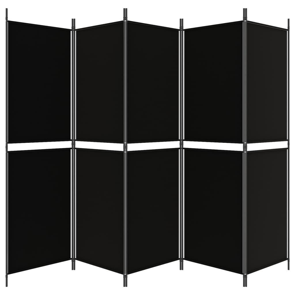 5-Panel Room Divider Black 98.4"x70.9" Fabric at Set Shop and Smile