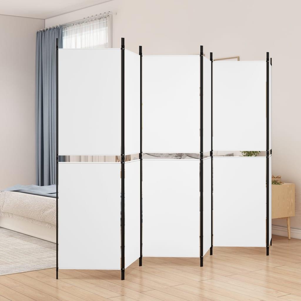 6-Panel Room Divider White 118.1"x70.9" Fabric at Set Shop and Smile