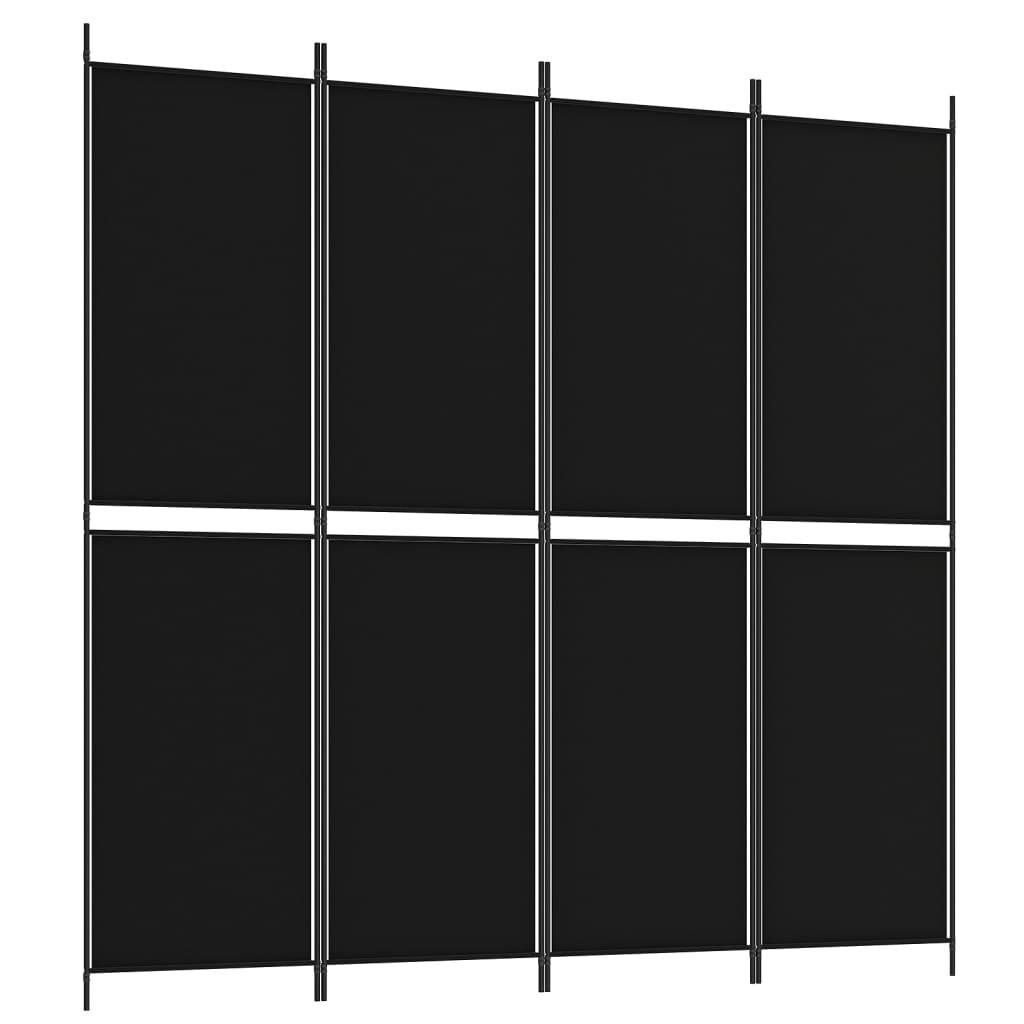 4-Panel Room Divider Black 78.7"x78.7" Fabric at Set Shop and Smile