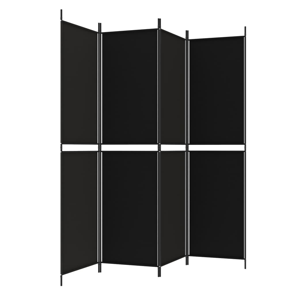 4-Panel Room Divider Black 78.7"x78.7" Fabric at Set Shop and Smile